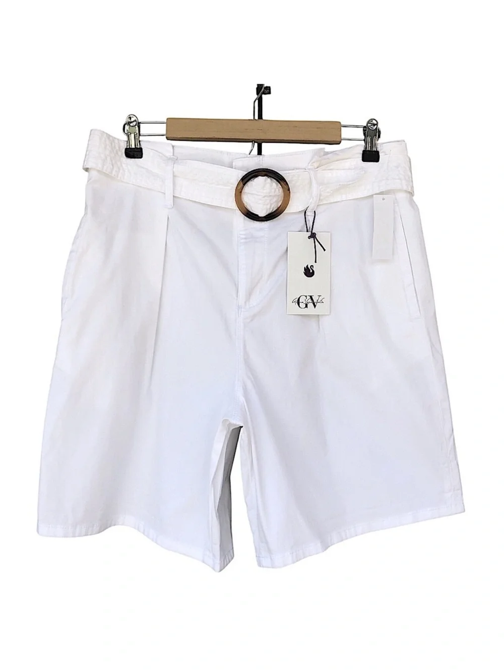Gloria‎ Vanderbilt Cotton Blend White Removable Belt Women’s Shorts Size 12